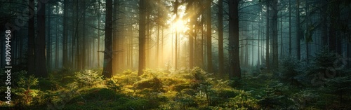 A forest filled with numerous tall trees reaching towards the sky photo