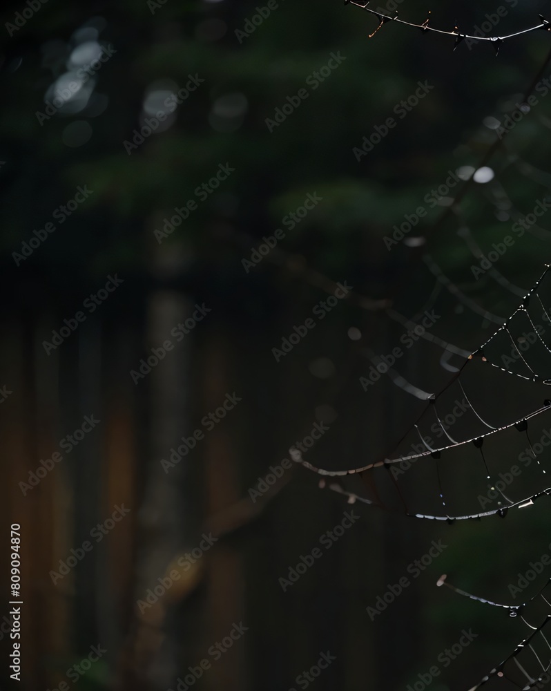 spider web with dew drops -ai generate