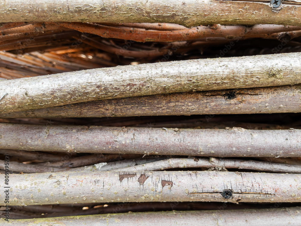 Close-up View of Stacked Wooden Logs Close-up View of Stacked Wooden Logs
