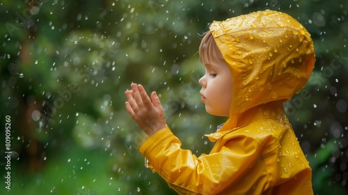 Child in Yellow Raincoat photo