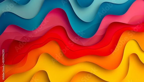 Colorful paper waves on a background.
