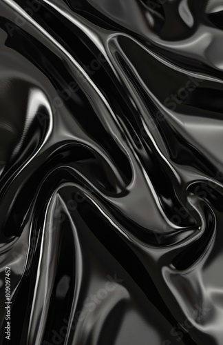 A black fabric with a shiny surface.