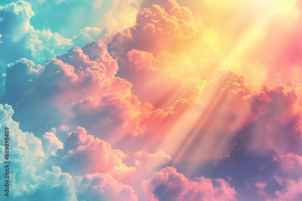 Abstract pastel color background with blurred sky and clouds, watercolor illustration. Abstract pastel color background with blurred sky and clouds, watercolor illustration.