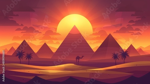  Pyramids  palm trees  camel