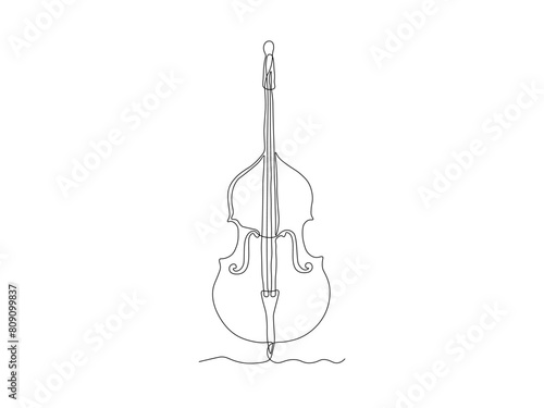 abstract double bass, contrabass, Logo, continuous single line art hand drawing sketch