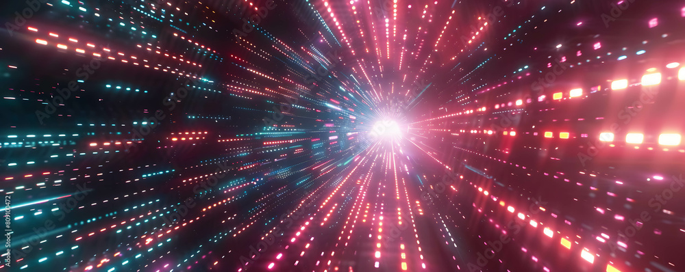 Naklejka premium Digital data and flow of information background, representing big technology or digital transformation concept, global cyber network connection