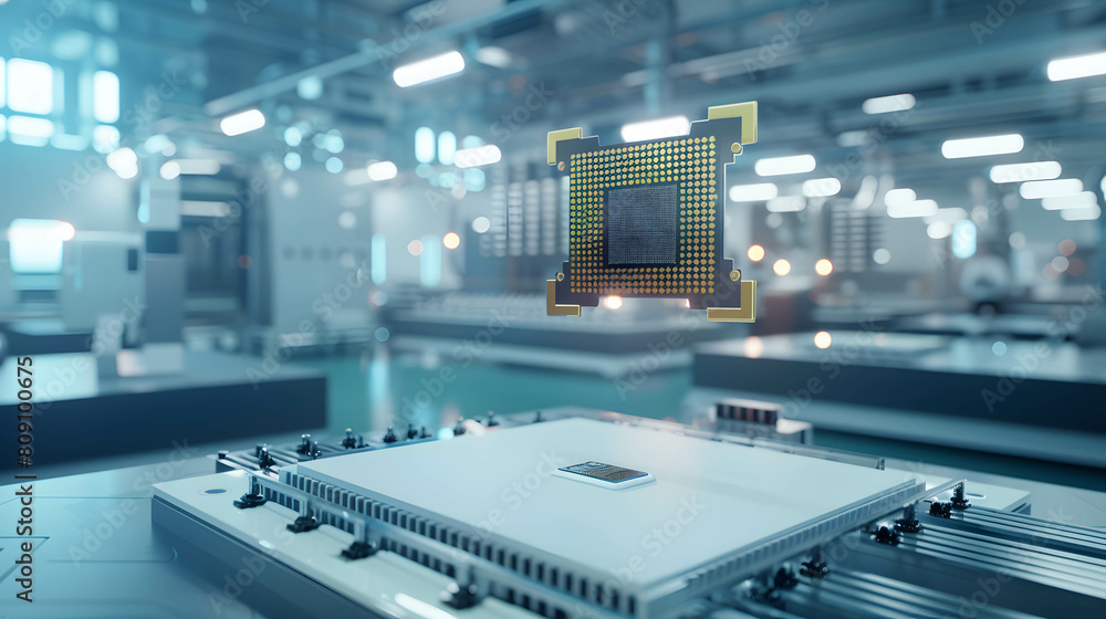 Microchip in lab or chip industry factory, demand and supply in chip product, the increase in chip prices Microchip in lab or chip industry factory, demand and supply in chip product, the increase in chip prices