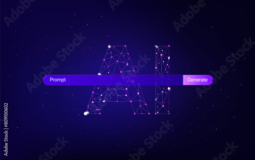 Illustration of abstract stream information. Generate image, video from prompt concept. Big data, technology, AI, data transfer, data flow, generative ai, large language model, ai brain background