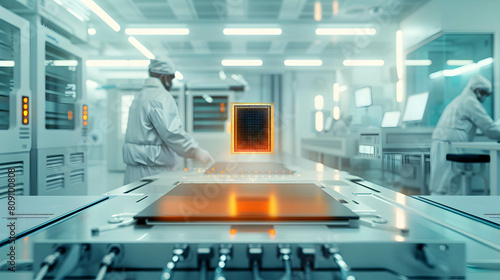 Microchip in lab or chip industry factory, demand and supply in chip product, the increase in chip prices