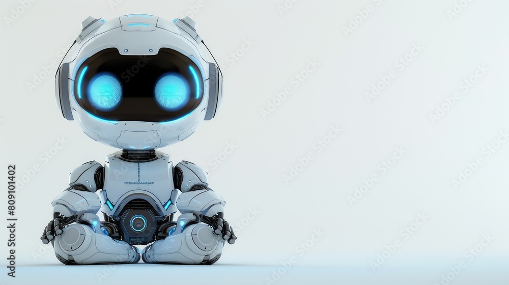 Glowing-eyed Robot Rests on Ground Glowing-eyed Robot Rests on Ground