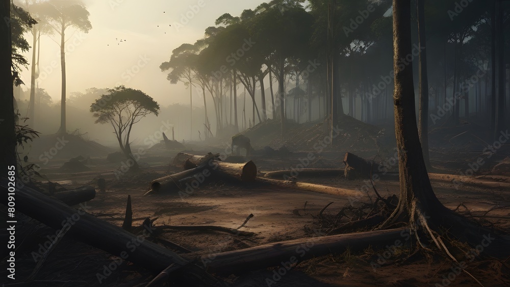 Obraz premium Deforestation in the forest: A Threat to Our Planet
