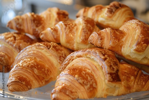 Wallpaper Mural Freshly baked French croissants on a tray, delicious breakfast Torontodigital.ca