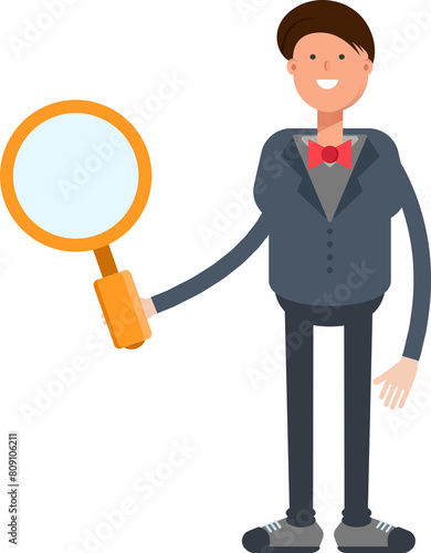 Businessman Character Holding Magnifier  © bigpa