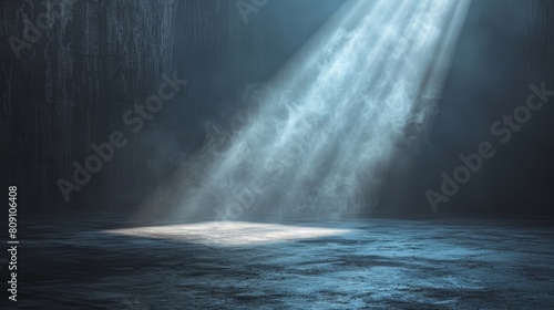 The picture shows a spotlight pointing to the upper right corner, which highlights it. The background is dark gray, no text or images are visible on it.On one side there should be another ray of light photo