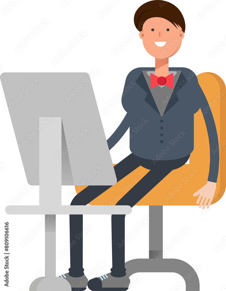 Businessman Character Working on Desktop
Businessman Character Working on Desktop