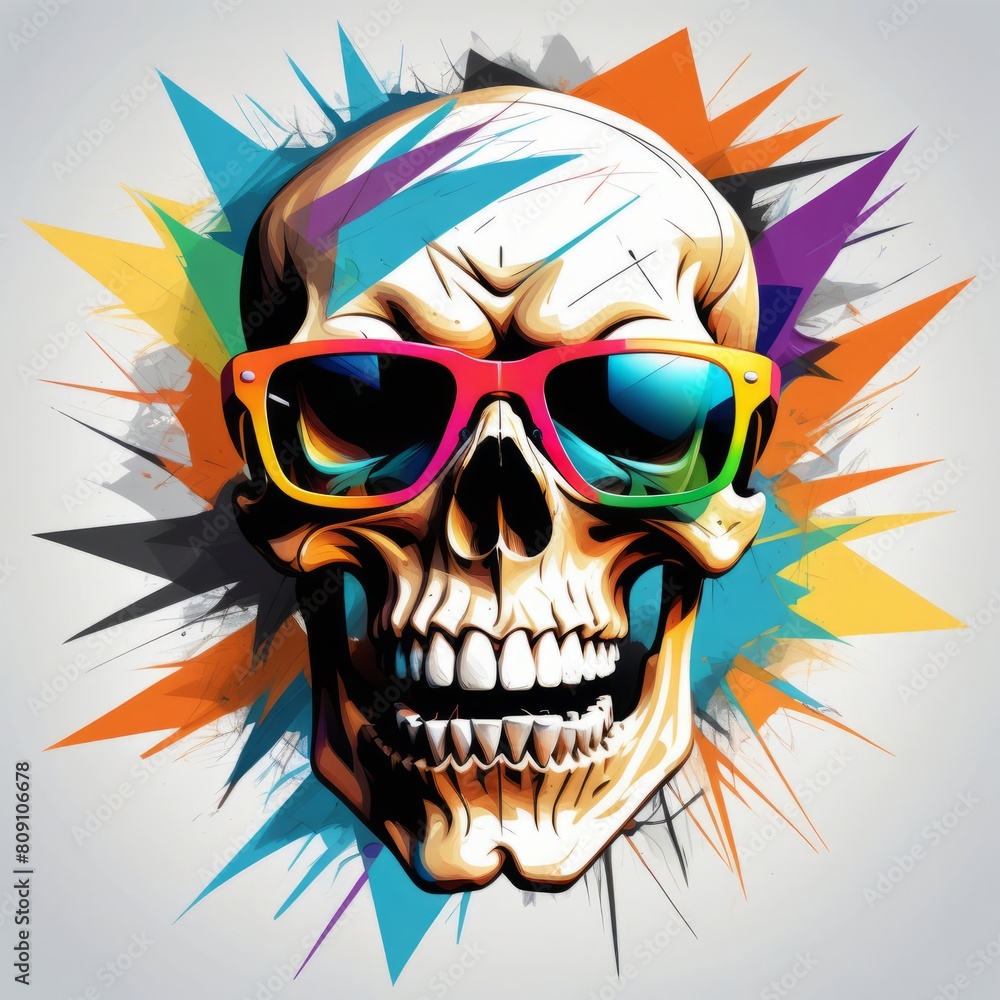skull of the color art created with generative AI software skull of the color art created with generative AI software