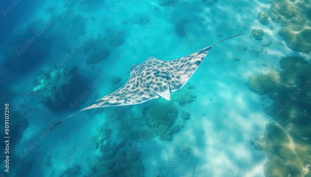 Fototapeta premium Giant Stingrays in the blue ocean, a stunning view of marine animals