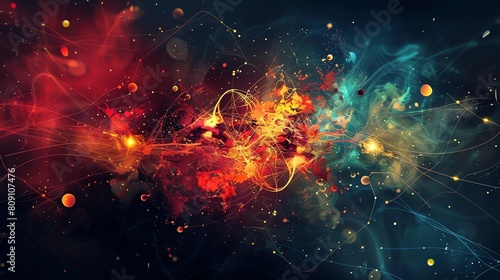 Enchanting abstract background of atomic fragments with futuristic design