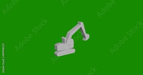 Fotografi Isolated realistic white excavator symbol front view with shadow
