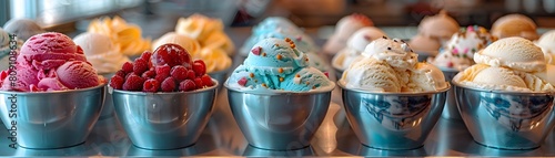 Vibrant Ice Cream Parlor with Self Serve Topping Bar Offering a Creative and Visually Captivating Dessert Experience photo