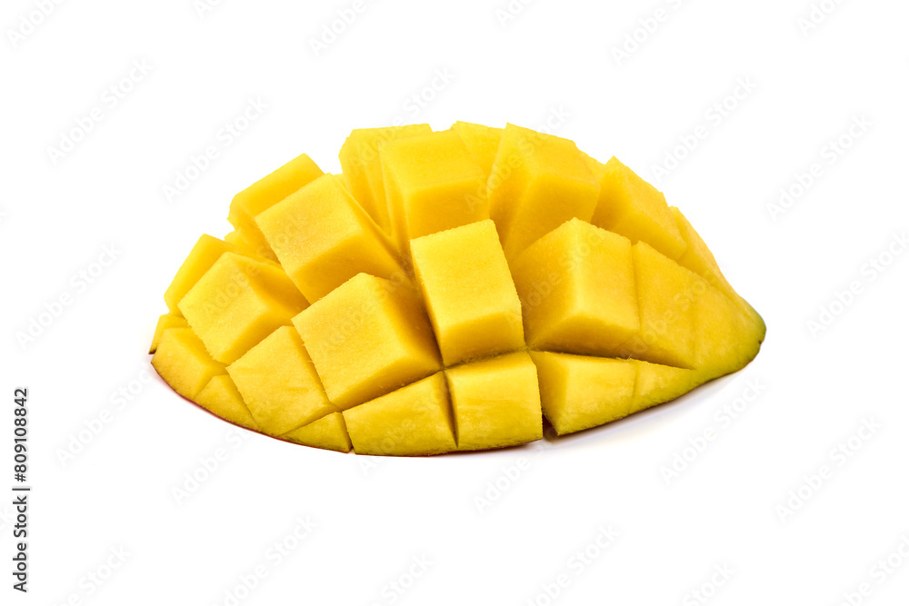 Mango with slice, tropical fruit, isolated on white background. High resolution image Mango with slice, tropical fruit, isolated on white background. High resolution image