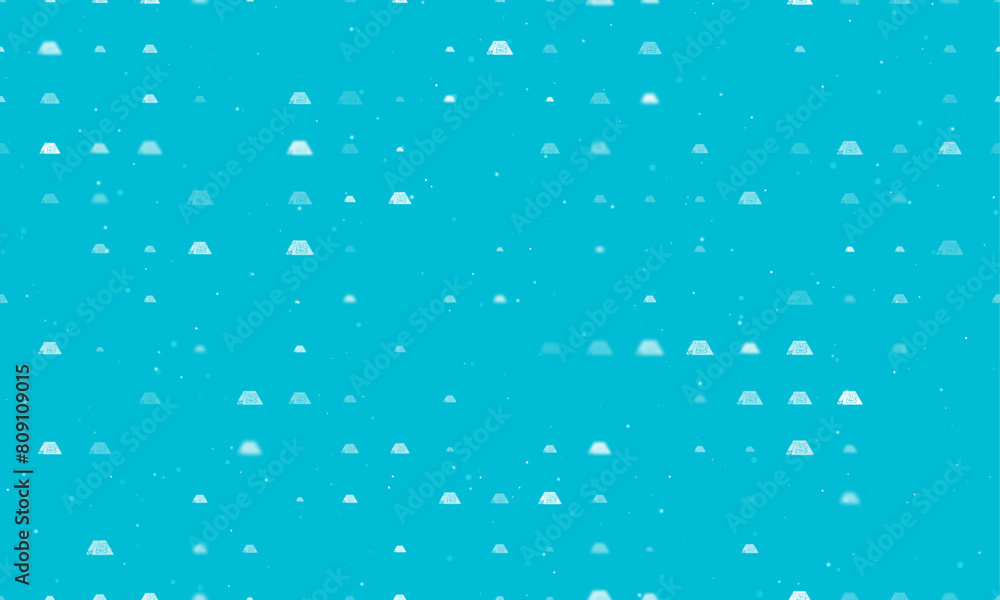 Seamless background pattern of evenly spaced white printed circuit boards of different sizes and opacity. Vector illustration on cyan background with stars