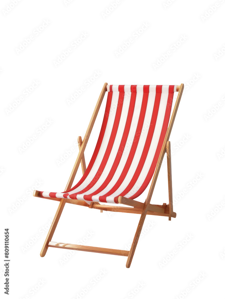 Striped deck chair, PNG file of isolated cut-out object on transparent background, isolated on white background Striped deck chair, PNG file of isolated cut-out object on transparent background, isolated on white background