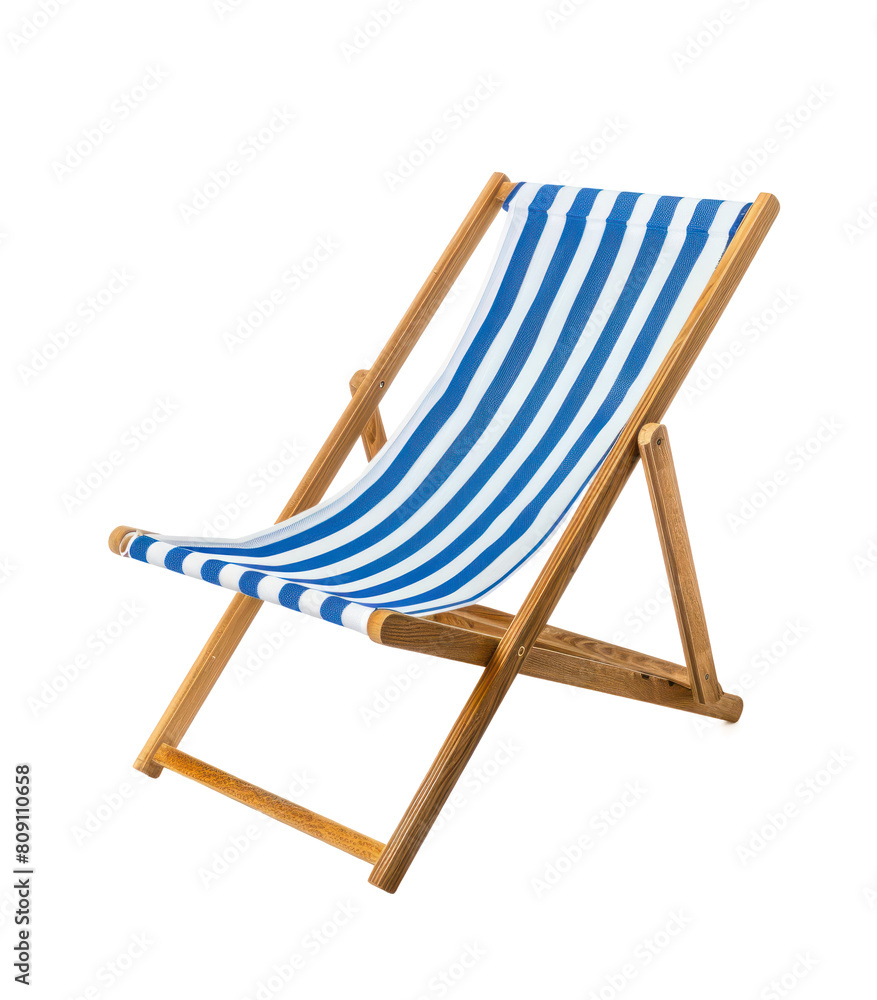 Striped deck chair, PNG file of isolated cut-out object on transparent background, isolated on white background