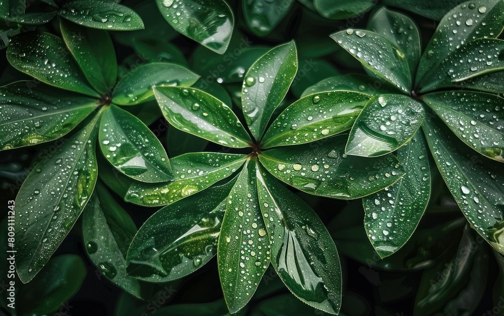 Dew on Lush Green Leaves Dew on Lush Green Leaves
