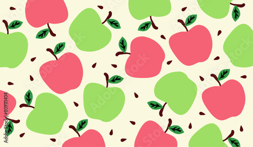 Cute apple fruits pattern background vector design