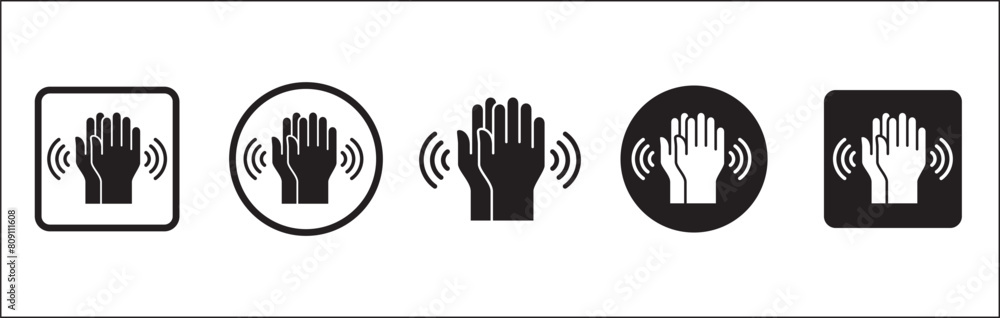 Obraz premium Hands clap symbol. Hand clapping icons. Applaud and acclamation sign. Simple flat icon of praise and cheering graphic design resource and illustration.
