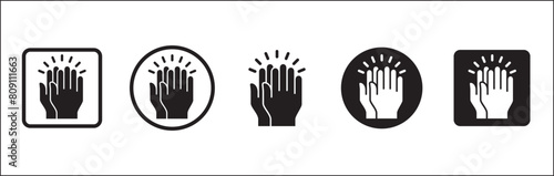 Hands clap symbol. Hand clapping icons. Applaud and acclamation sign. Simple flat icon of praise and cheering graphic design resource and illustration.