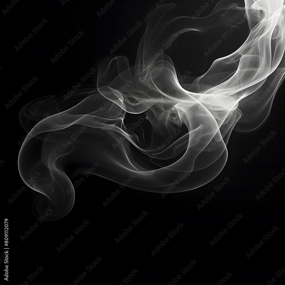 White smoke on black background. Generative AI. White smoke on black background. Generative AI.
