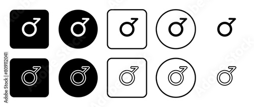 Icon set of demiboy symbol. Filled, outline, black and white icons set, flat style.  Illustration on transparent background