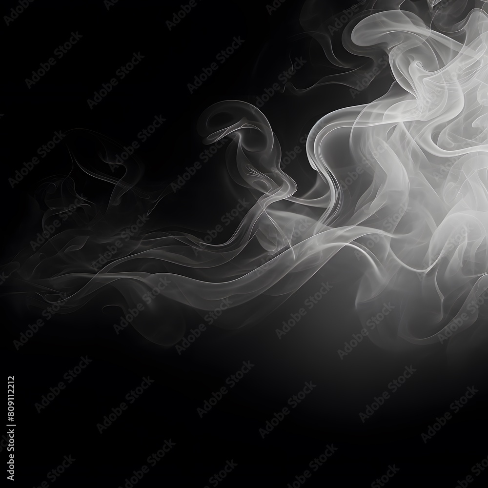 White smoke on black background. Generative AI. White smoke on black background. Generative AI.