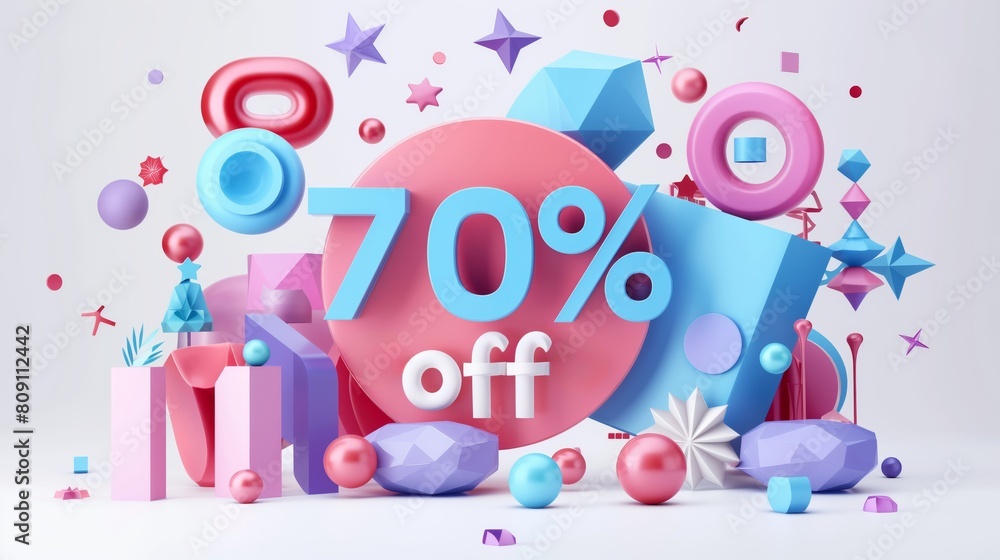 a 3d rendering of a 70 percent off sign a 3d rendering of a 70 percent off sign