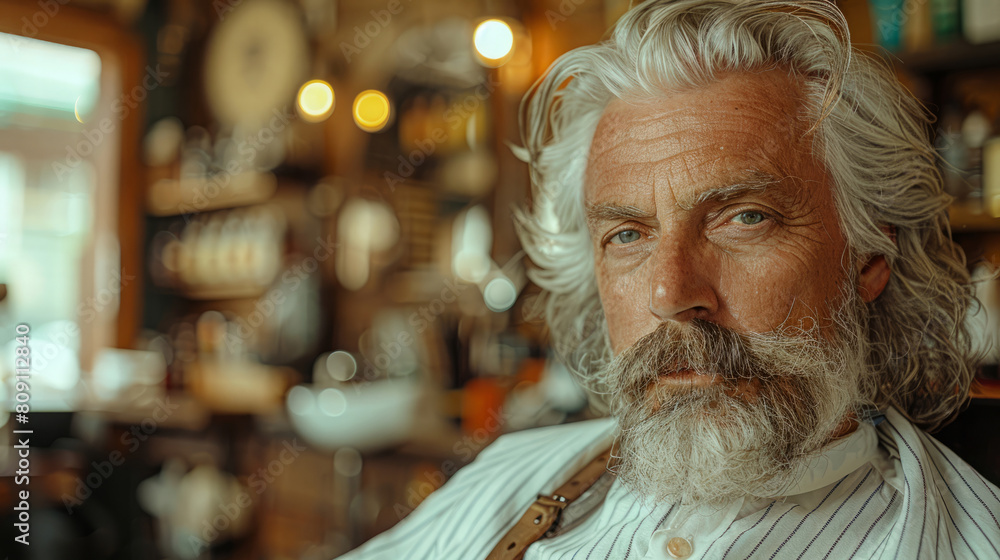 Senior man getting a shave at a barbershop Senior man getting a shave at a barbershop