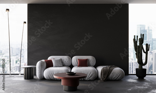 Mockup interior design of modern apartment. Copy space. Template, 3d rendering	
