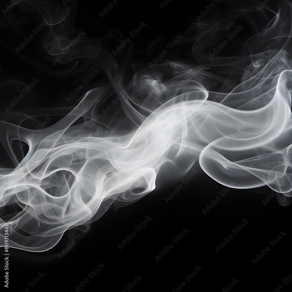White smoke on black background. Generative AI. White smoke on black background. Generative AI.