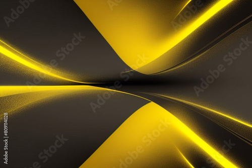 黒と黄色は背景を重ねます。暗い金属パターンのテクスチャ。モダンなオーバーラップディメンションベクターデザイン。黄色の輝く線と未来的な穴あき技術の抽象的な背景 