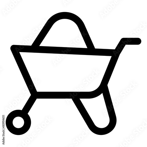 wheel barrow line icon isolated on white background