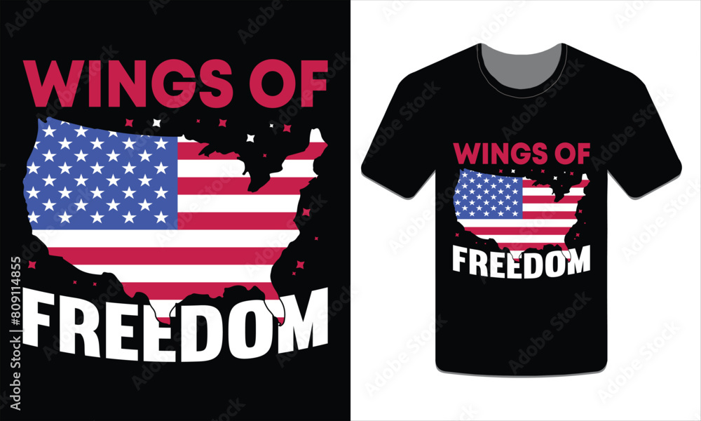 Wings of Freedom, 4th of July t-shirt design vector illustration Wings of Freedom, 4th of July t-shirt design vector illustration
