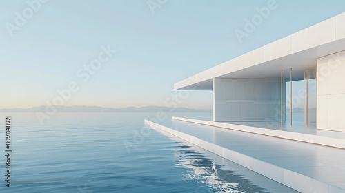 The pristine facade of a modern white structure symbolizing progress and advancement © Kaneeze