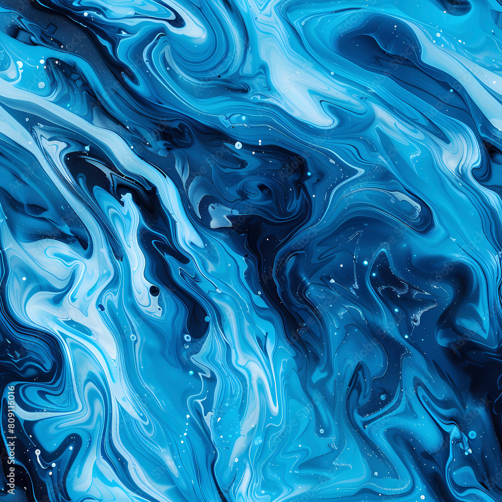 Obraz premium Seamless Texture Blue abstract background. Acrylic paint texture. Liquid marble pattern.