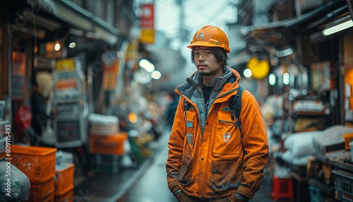 Thoughtful worker in urban environment