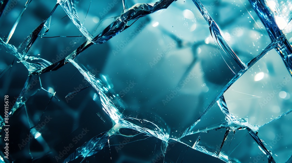 Spectacular abstract background of broken glass with sparkling elements