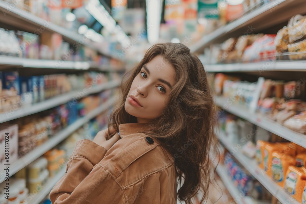 Customer explores supermarket snack options Customer explores supermarket snack options