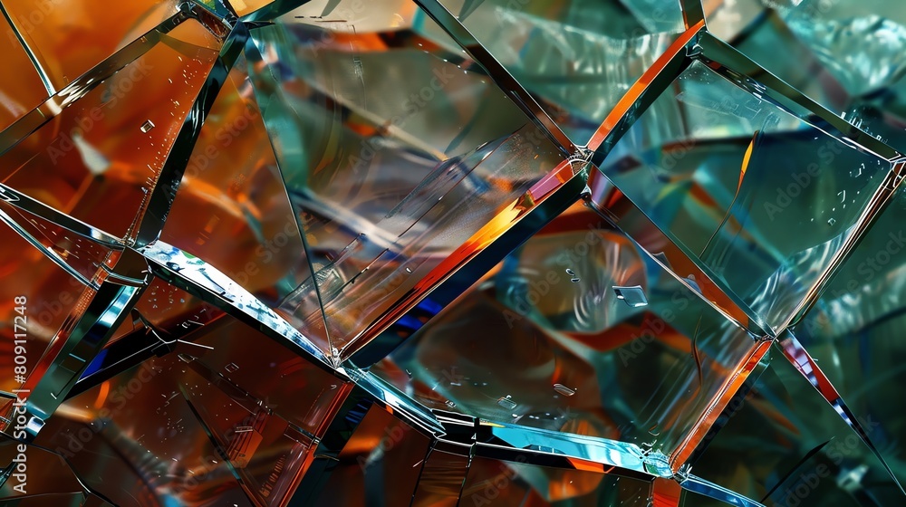 Dazzling abstract background of broken glass with dynamic arrangements