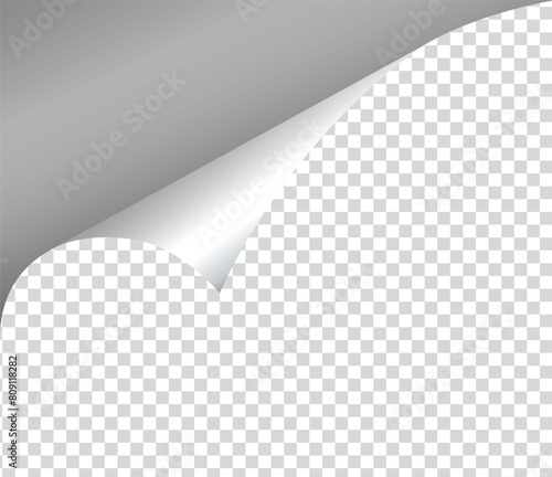 
Curled page. Paper page turning corner vector illustration. Transparent white paper sticker. Corner paper page, sheet sticker curl, rolled fold.  Office essentials.eps 10.