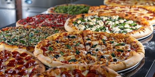 List of various pizza toppings and styles from classic to gourmet options. Concept Pepperoni, Margherita, Supreme, BBQ Chicken, Vegetarian, Hawaiian, Meat Lovers, Buffalo Chicken, Quattro Formaggi